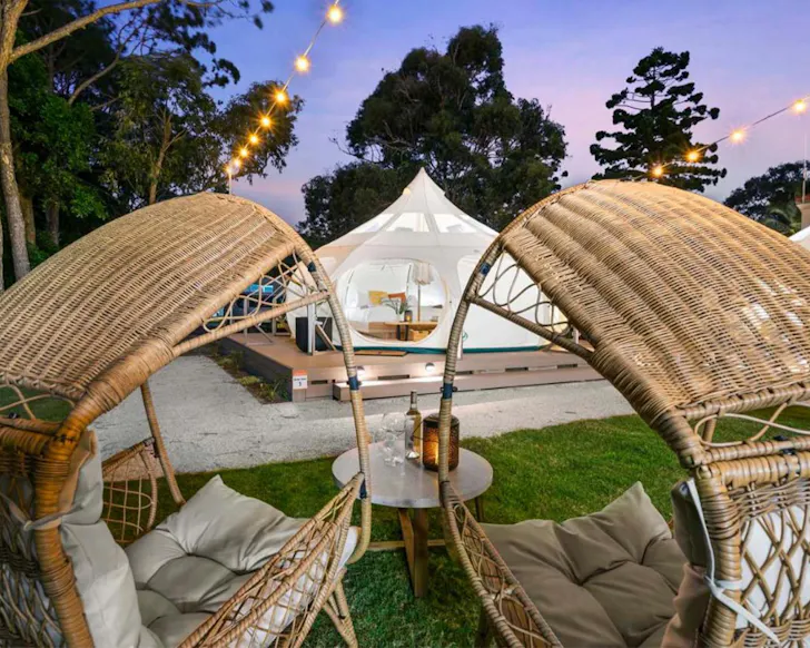 The bell-shaped HideawayTent best glamping near Brisbane