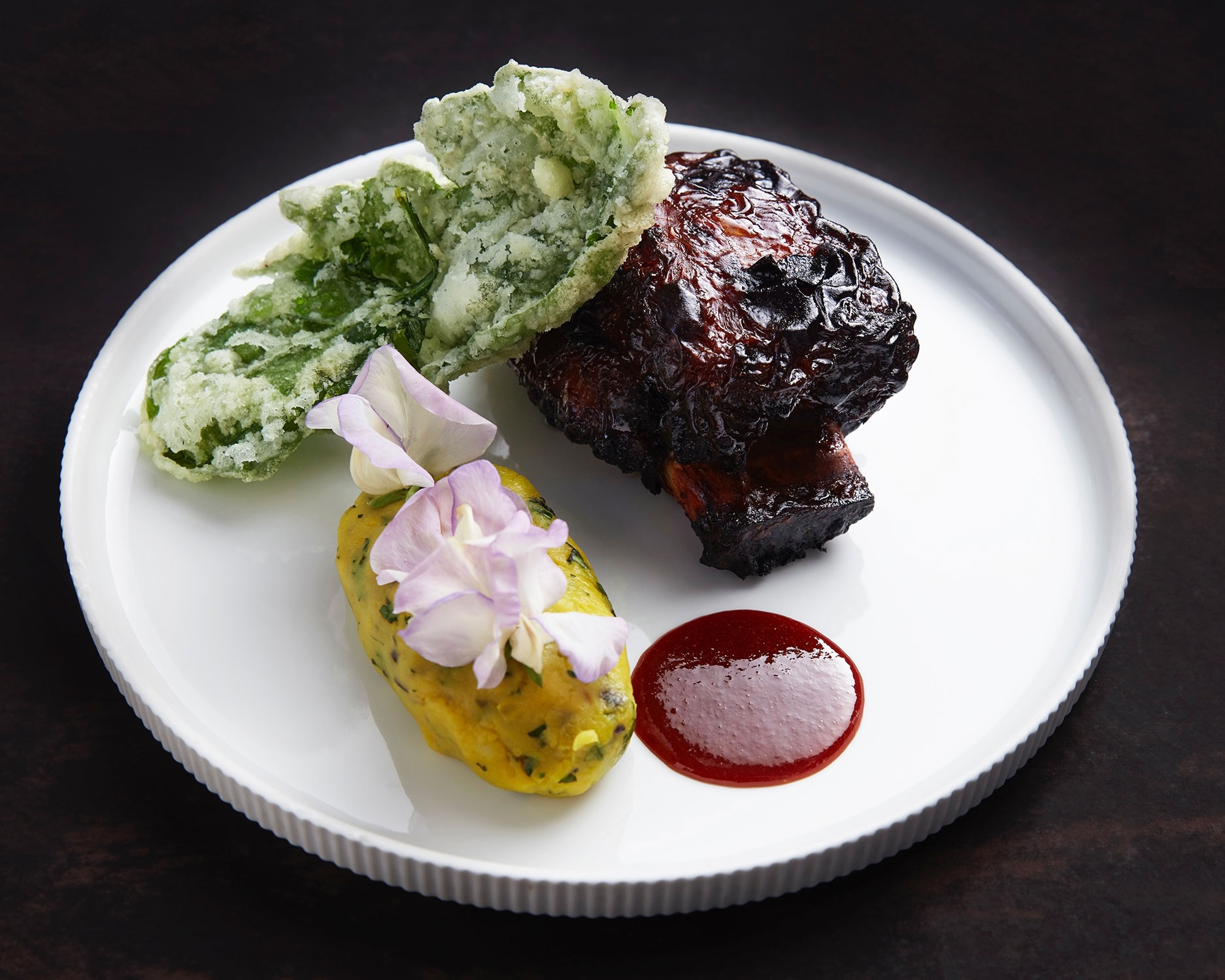 An artistic gluten-free steak dish at Khanna restaurant in Sydney
