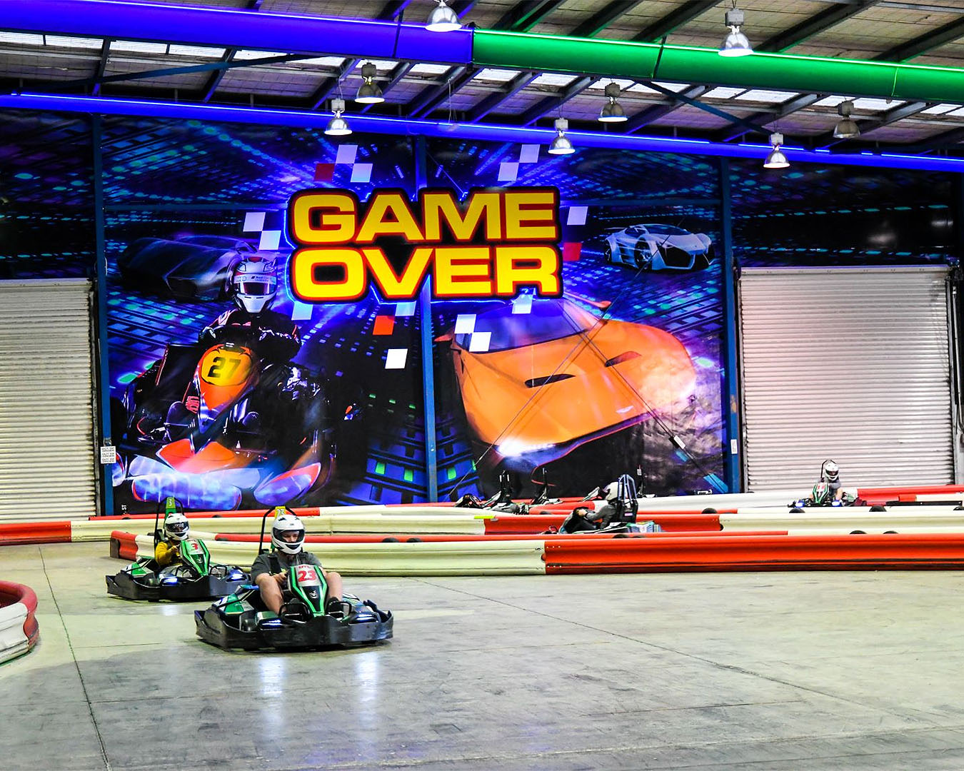 People on the track at Game Over, one of the best go karting tracks in auckland.