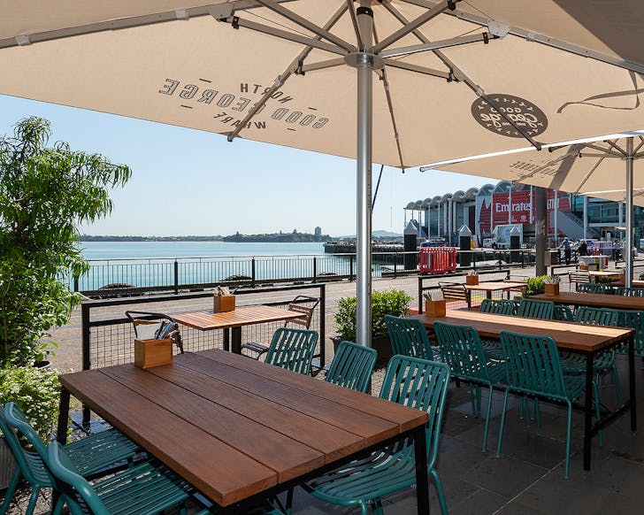 Outdoor seating at Good George.