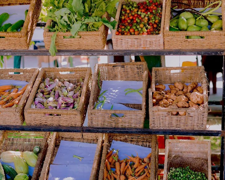 baskets of fresh vegetables