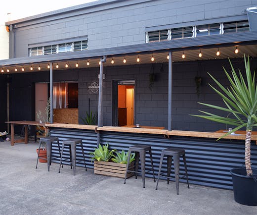 A shot of the grey exterior of Maroochydore's Goodslice.