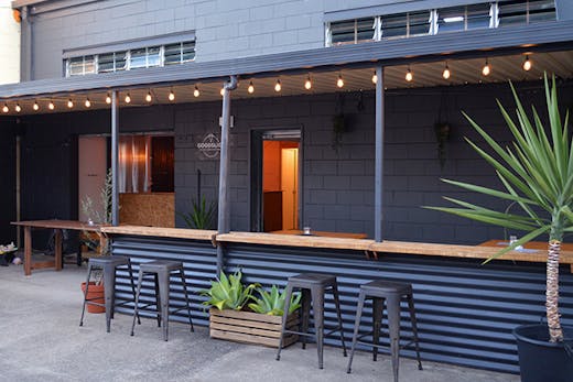 A shot of the grey exterior of Maroochydore's Goodslice.