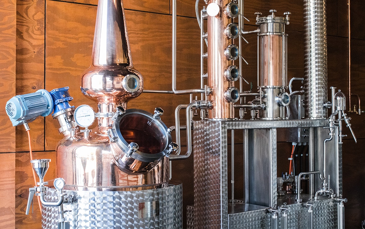 large copper gin still 