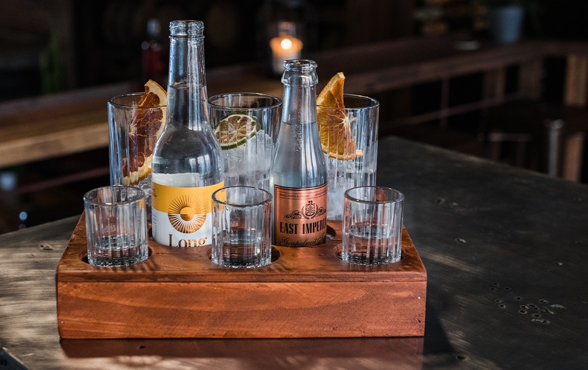 a gin tasting tray