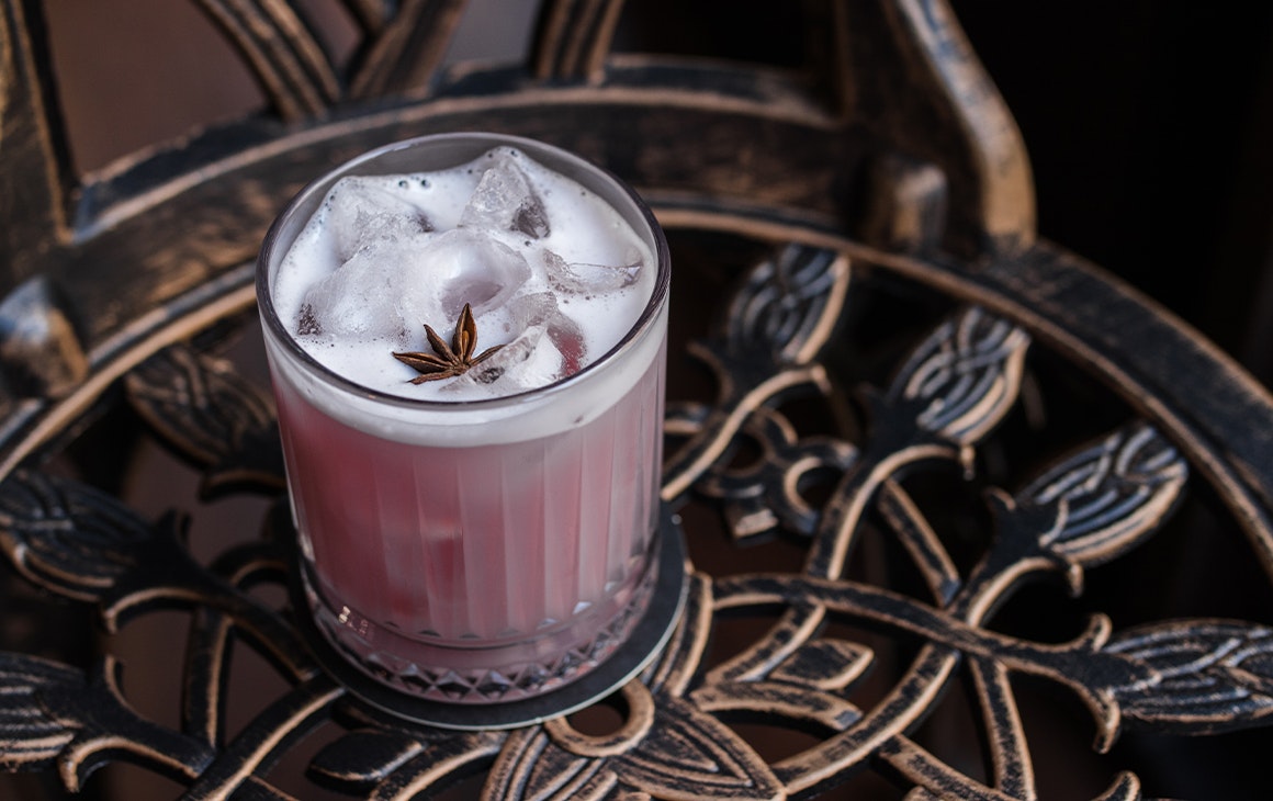 a pink cocktail