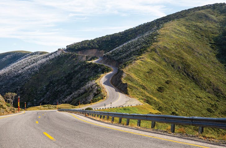 A winding road into a mountain side, a contender for the best scenic drive Victoria has. 