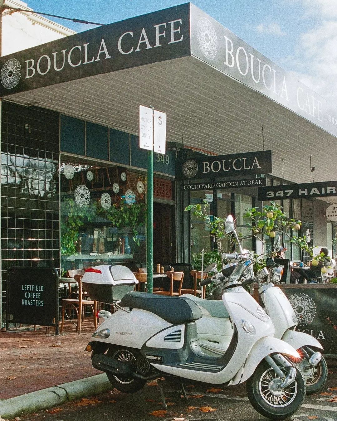 Outside Boucla, a Greek cafe in Perth