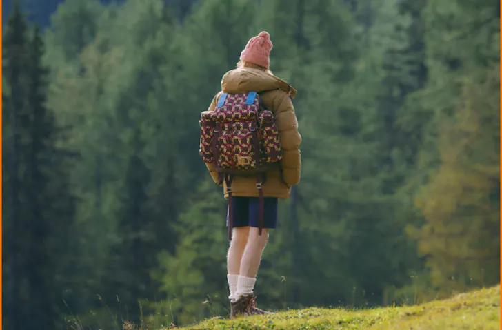 A model wearing The North Face x Gucci. 