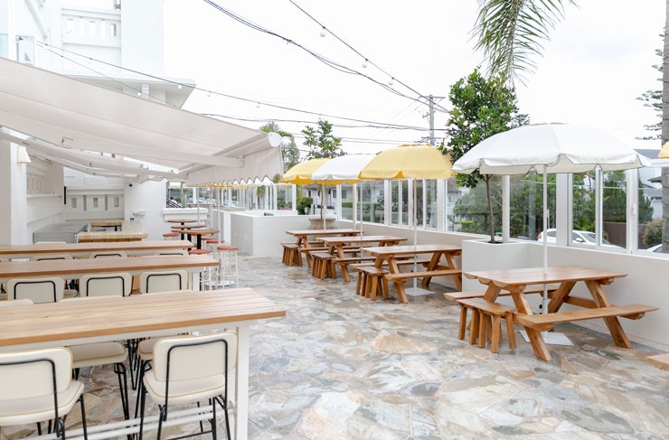 A terrace bar at the new Harbord Hotel. 