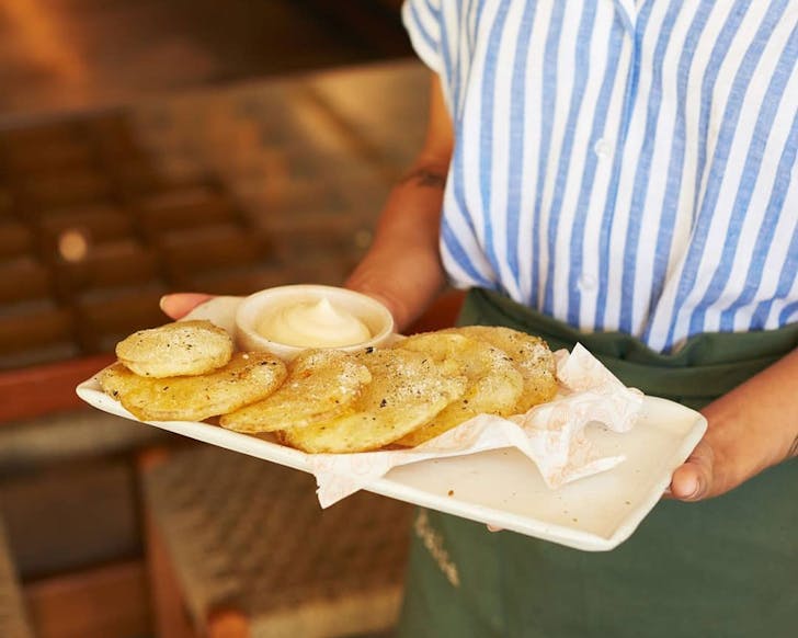 potato scallops on platter