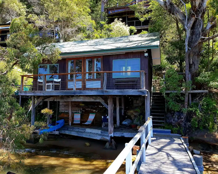 hawkesbury river accommodation dangar island boatshed exterior