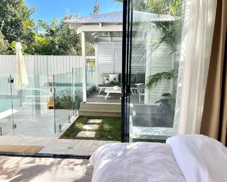 A view of the pool from Private Poolside Suite best Brisbane Airbnbs
