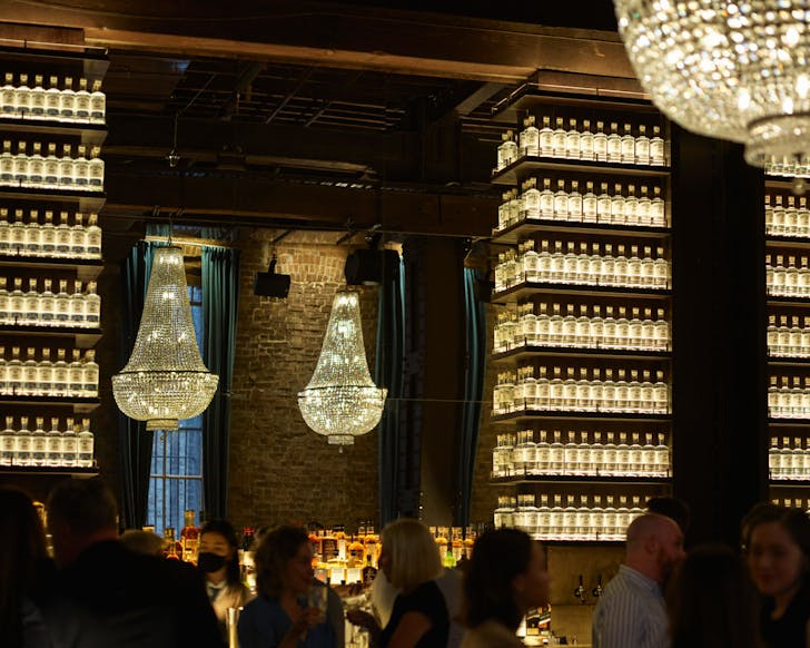 Chandeliers in a bar