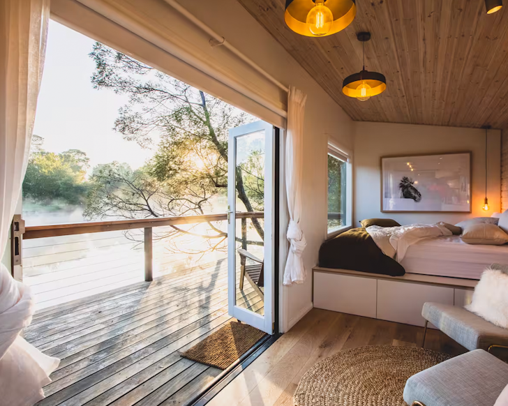 hideout 1.0 moss vale airbnb over a dam tiny home nsw near sydney