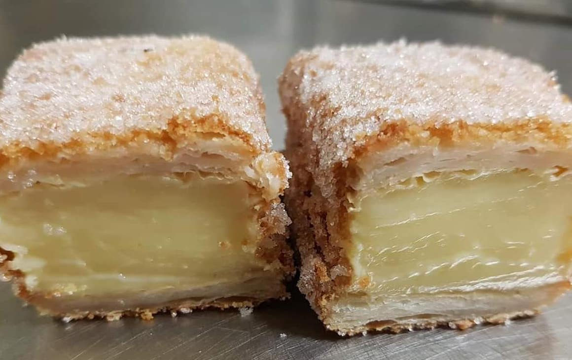 Deep fried vanilla slice from Honey's Bakehouse