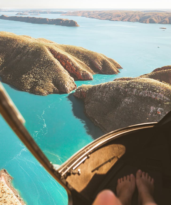 view from a plane at Horizontal Falls