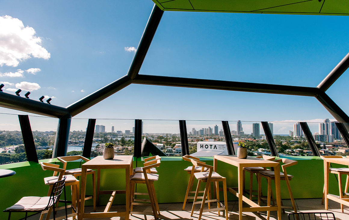 a rooftop bar overlooking the gold coast
