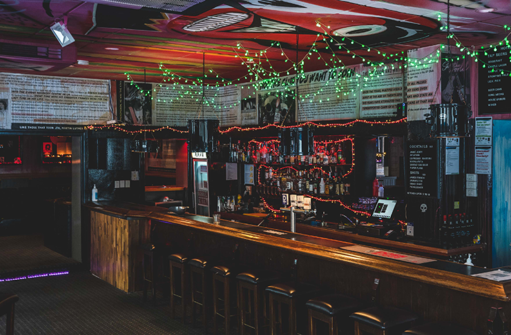 A dimly lit dive bar.