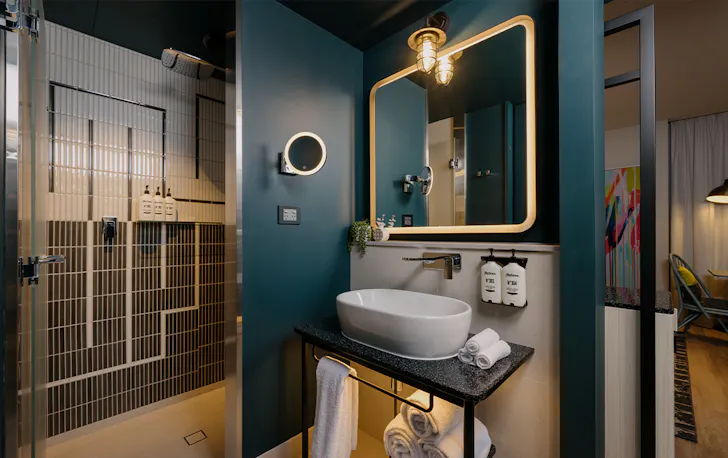 shower in a room at hotel indigo