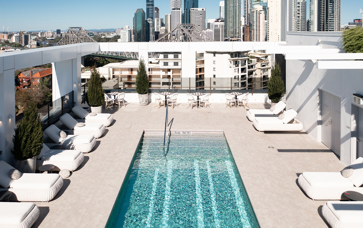 a rooftop pool at Brisbane's Hotel X