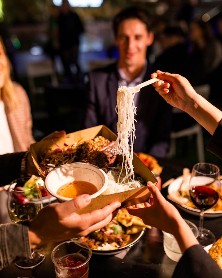 noodles being picked up at hotpot express for tasting australia