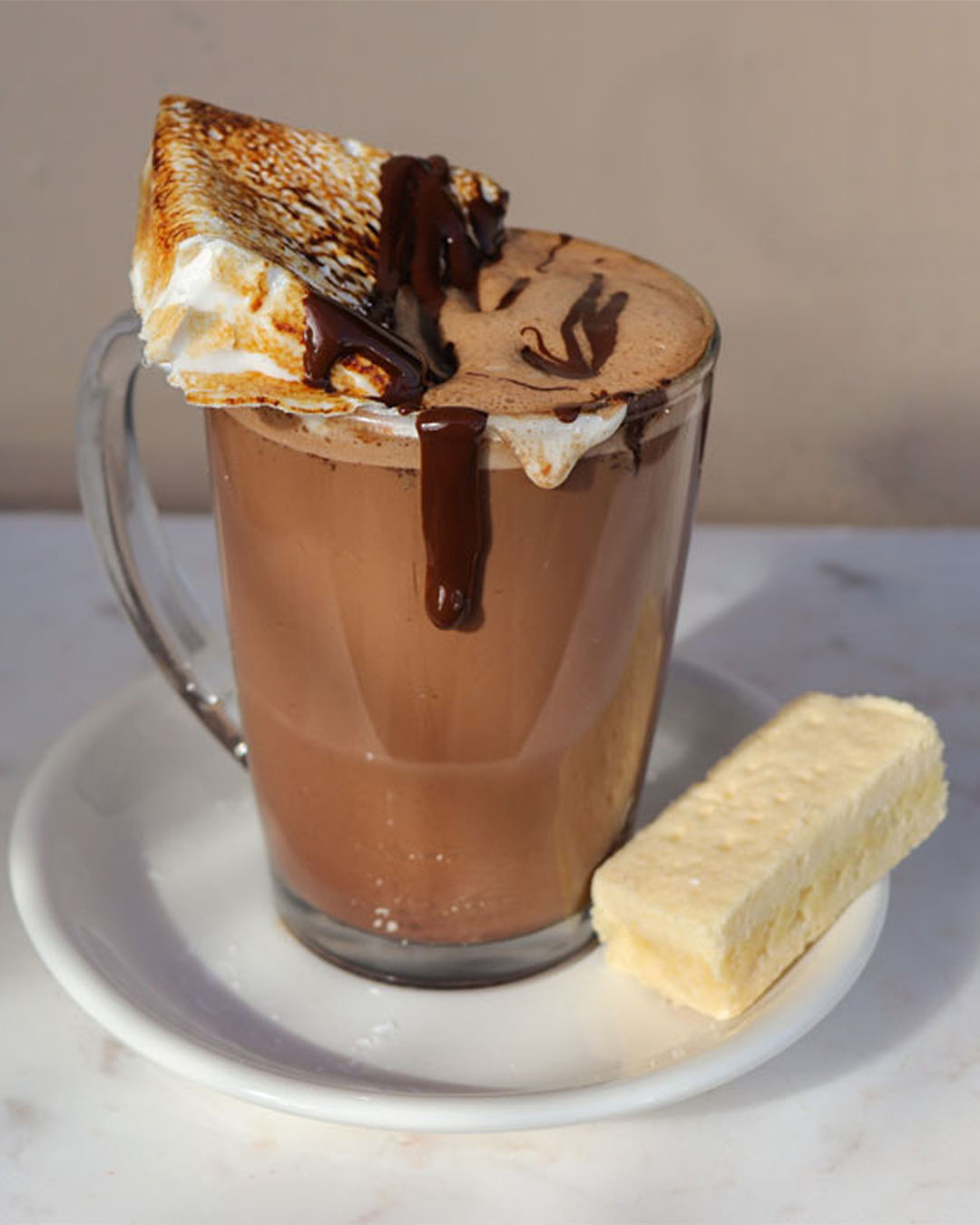 A delicious s'mores hot chocolate at House of chocolate dessert cafe.