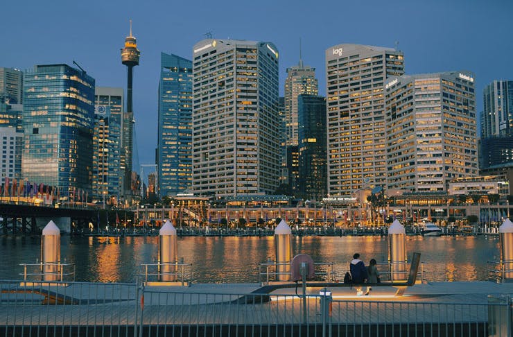 Sydney city skyline at dusk