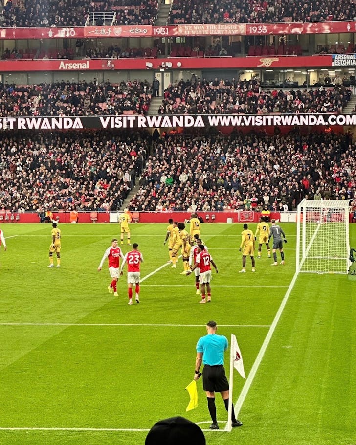 football game at emirates stadium in london, courtesy of daniel temesgen