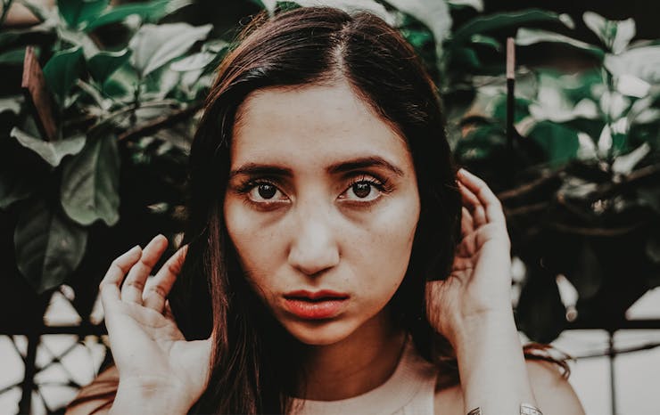 Woman with shaped eyebrows