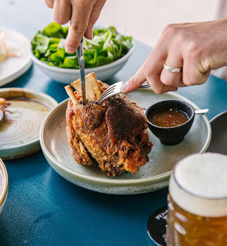 a pork knuckle on a plate