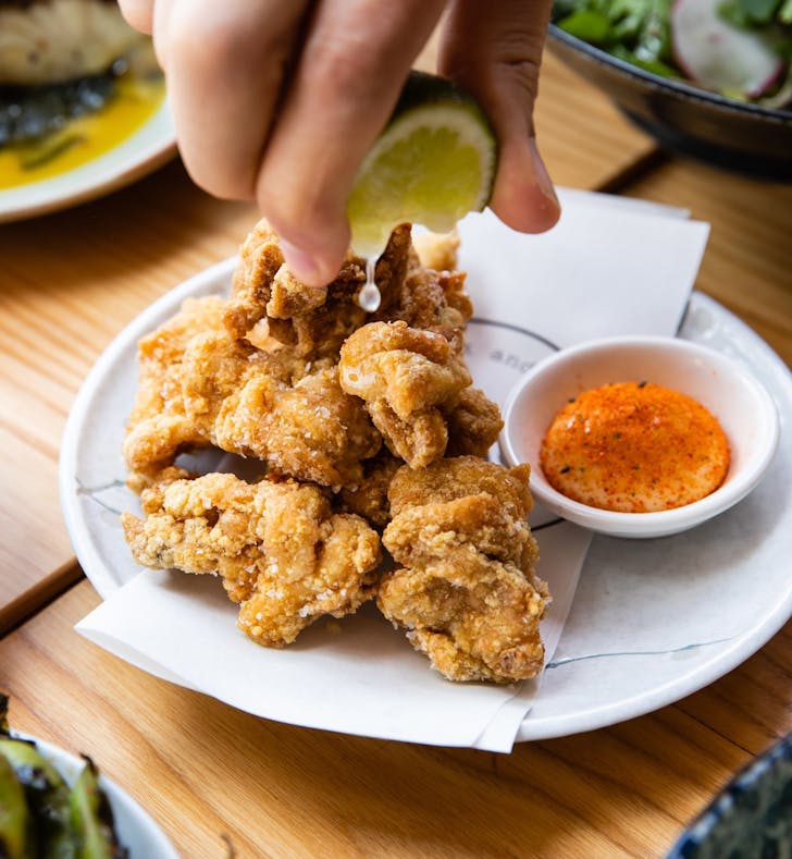 a plate of karaage chicken
