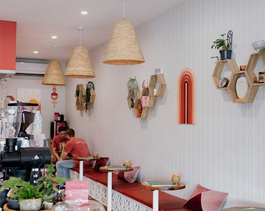 the interior of a cafe