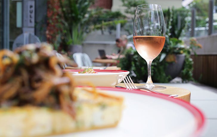 wine and dishes from The Humble Onion
