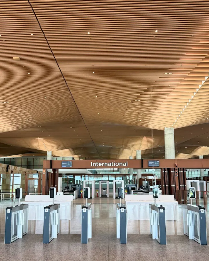 Entrance to the terminal at Western Sydney International Airport.