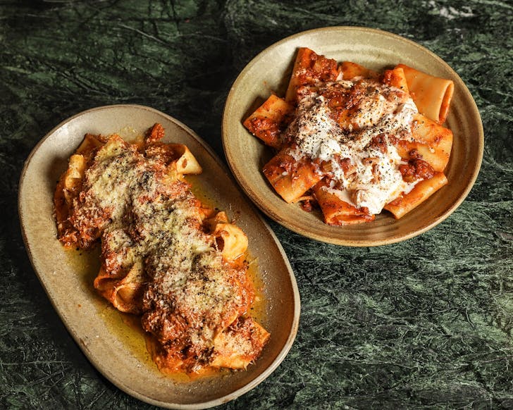two plates of pasta at Bar Conte, an Italian restaurant and Negroni bar