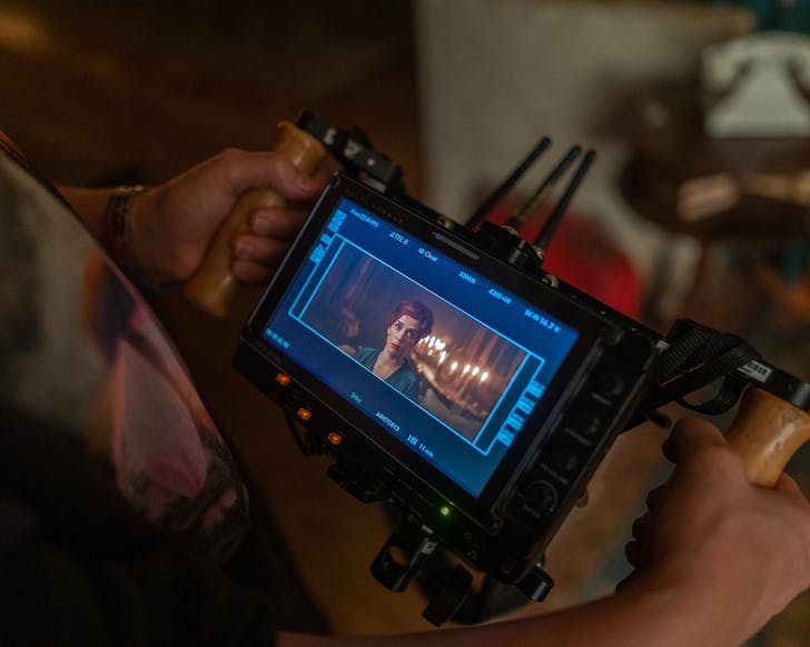 Close-up of someone holding camera