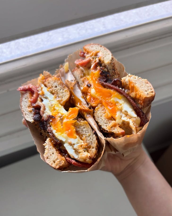 Ina's Bagels bacon and egg bagel