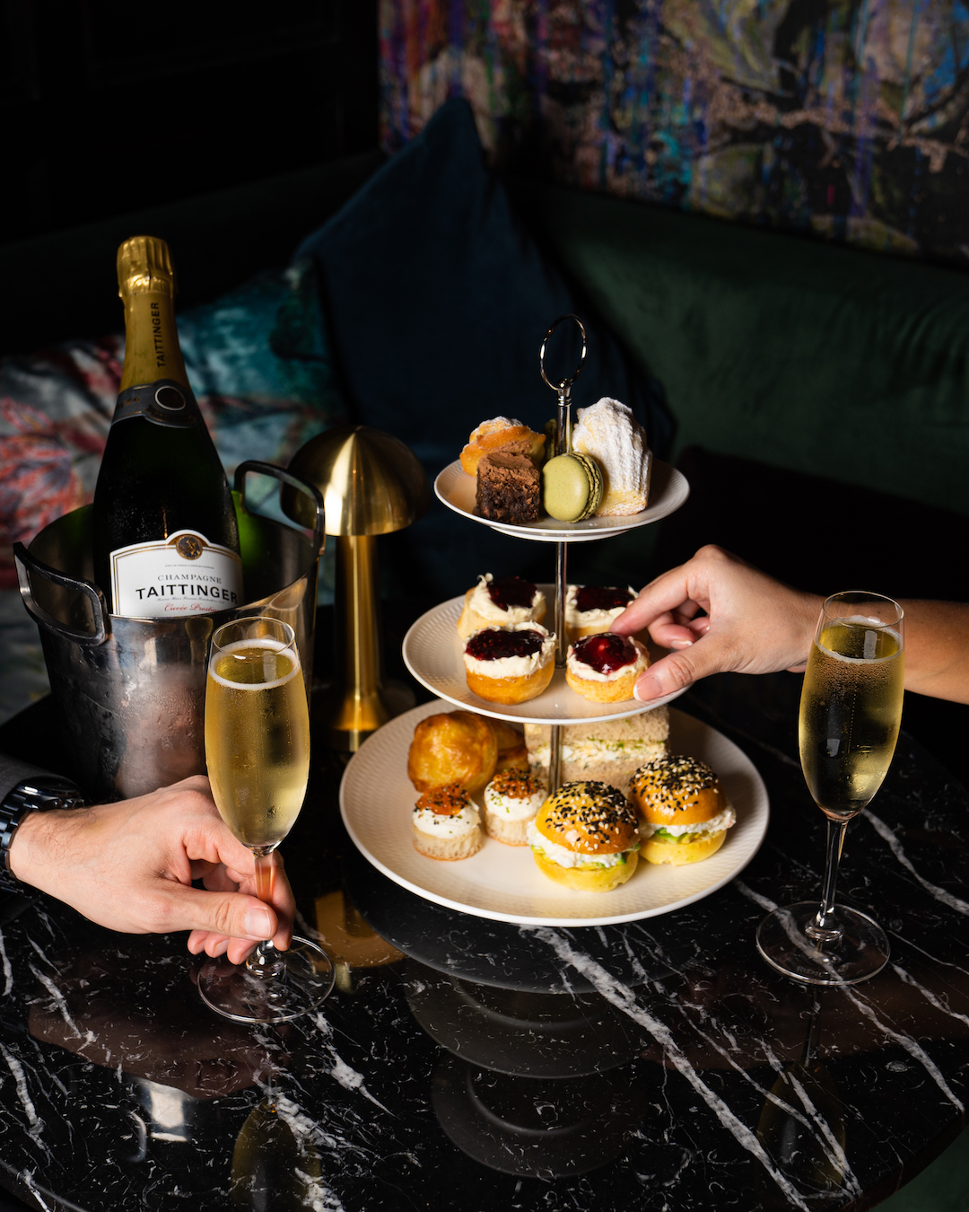 HIgh tea with Taittinger champagne at Ovolo Inchcolm Brisbane