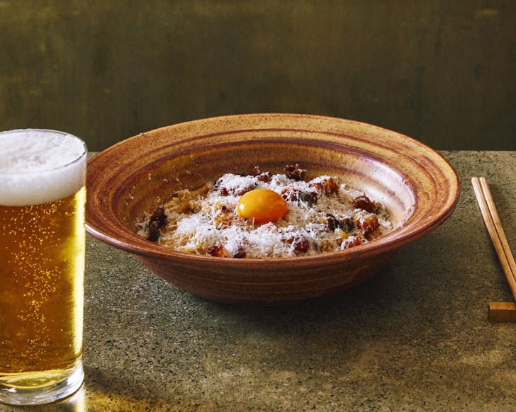 plate of food and beer