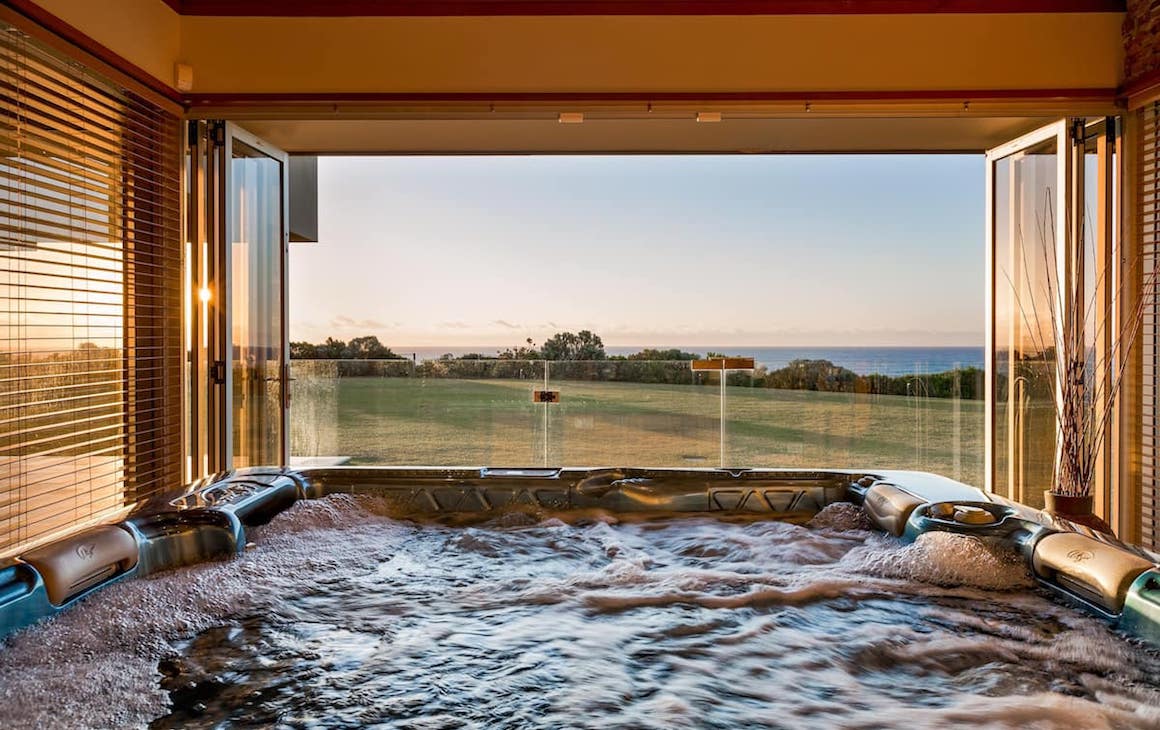 a spa looking towards the ocean