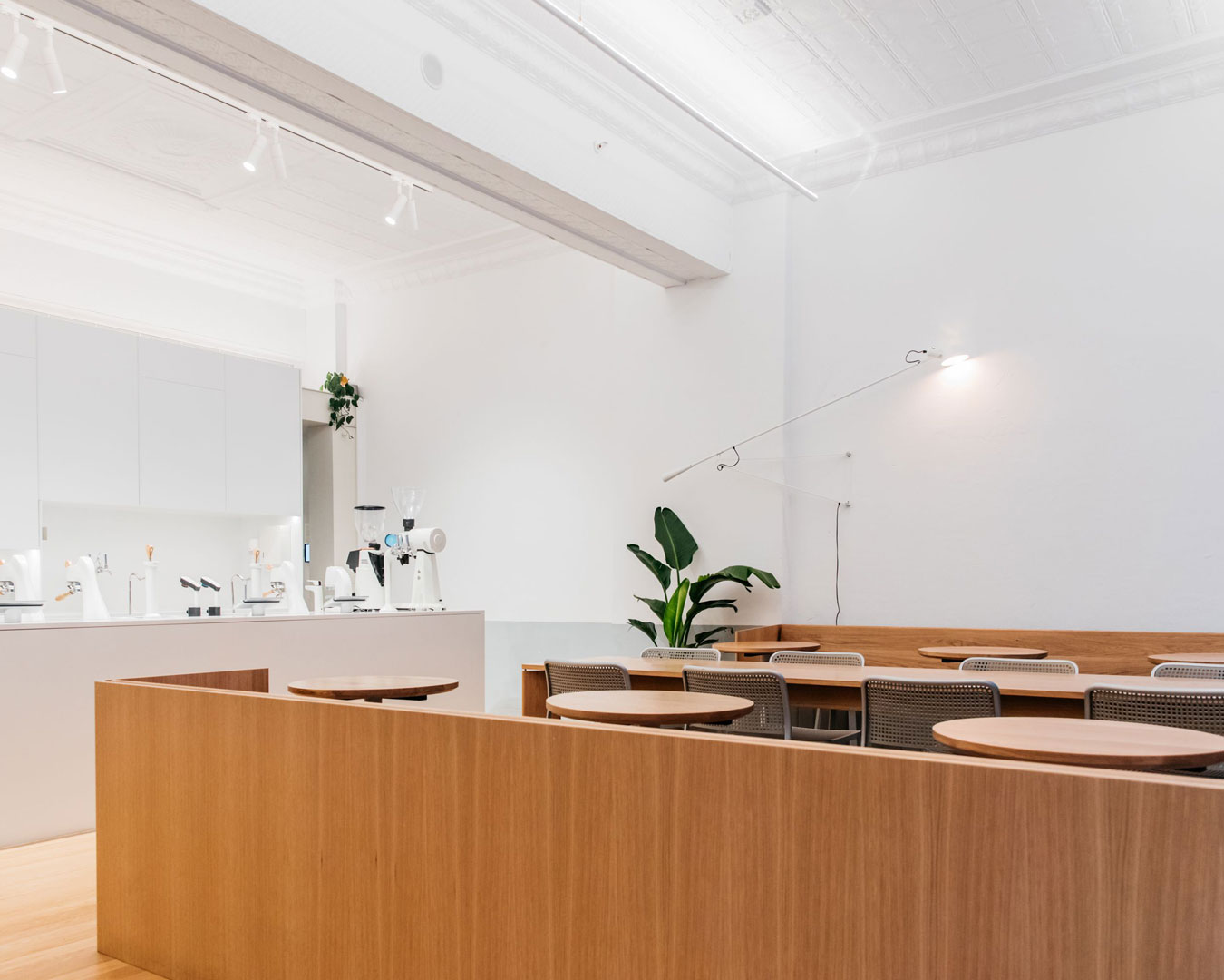 The clean, minimalist dining room at Industry Beans, one of the best cafes in Sydney