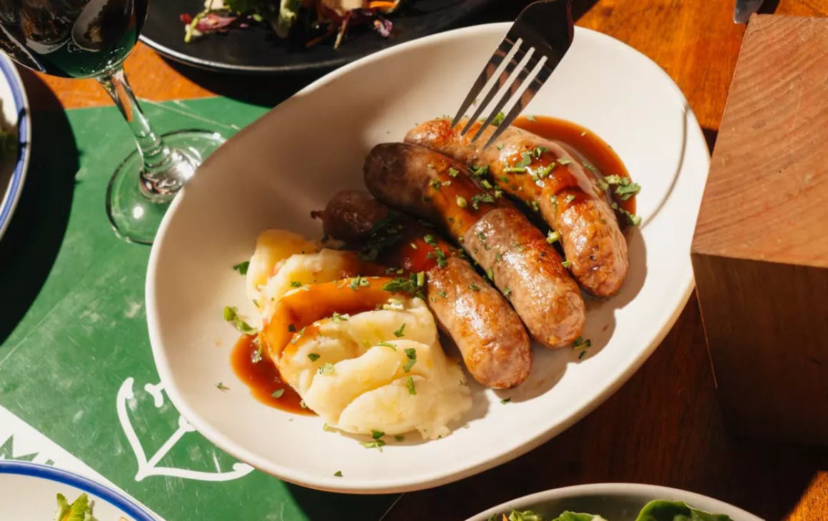 Sausages and mash potato