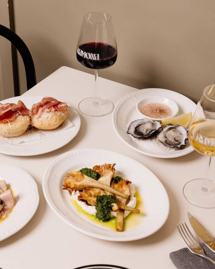 italian dishes on white table