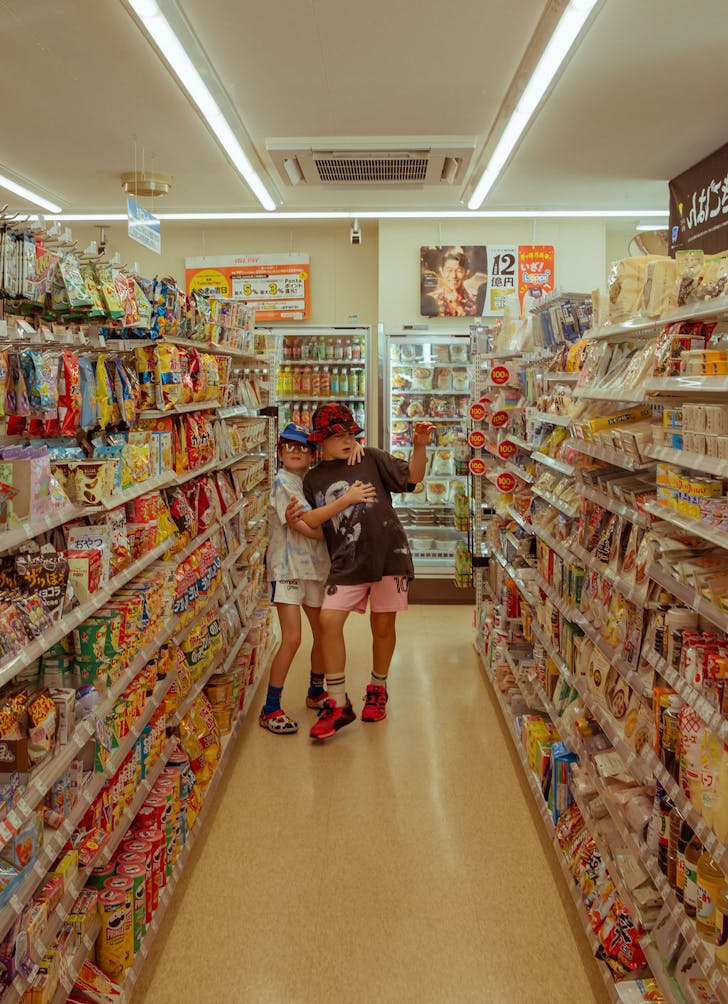 kids in convenience store.