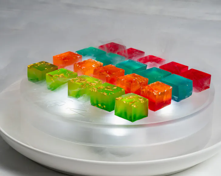 A colourful line-up of jelly cocktails by Matt Mirosevich.