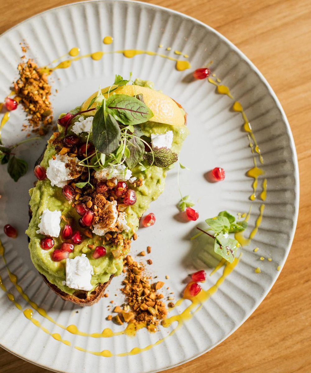 an avocado toast plate