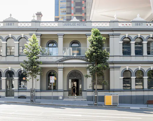 front facade of the jubilee hotel