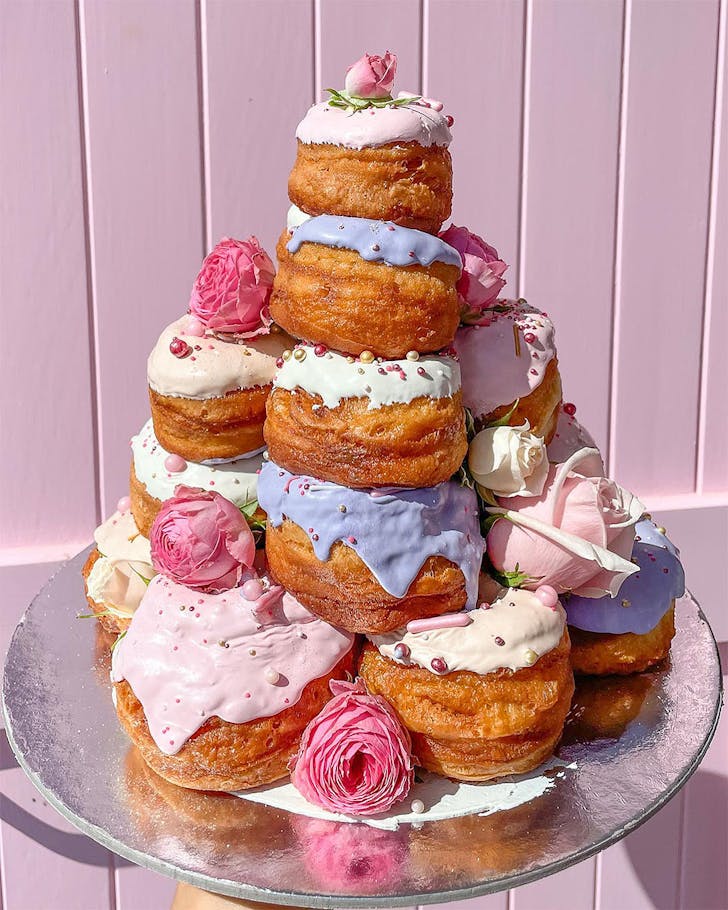 A doughnut mountain from Just Jess Boujee Bakery.