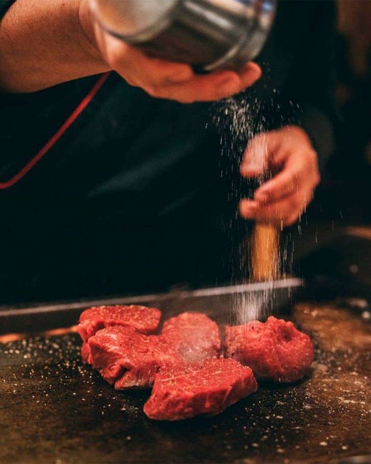 steaks on a grill at a brisbane teppanyaki restaurant